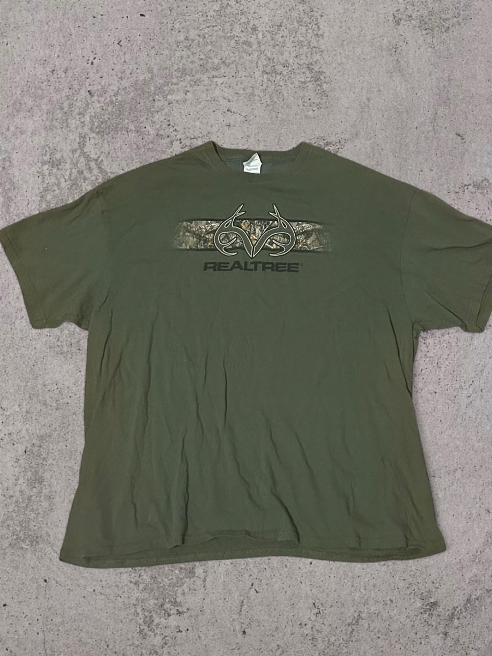Realtree Olive Green Graphic Logo Tee Delta Pro Weight 2XL